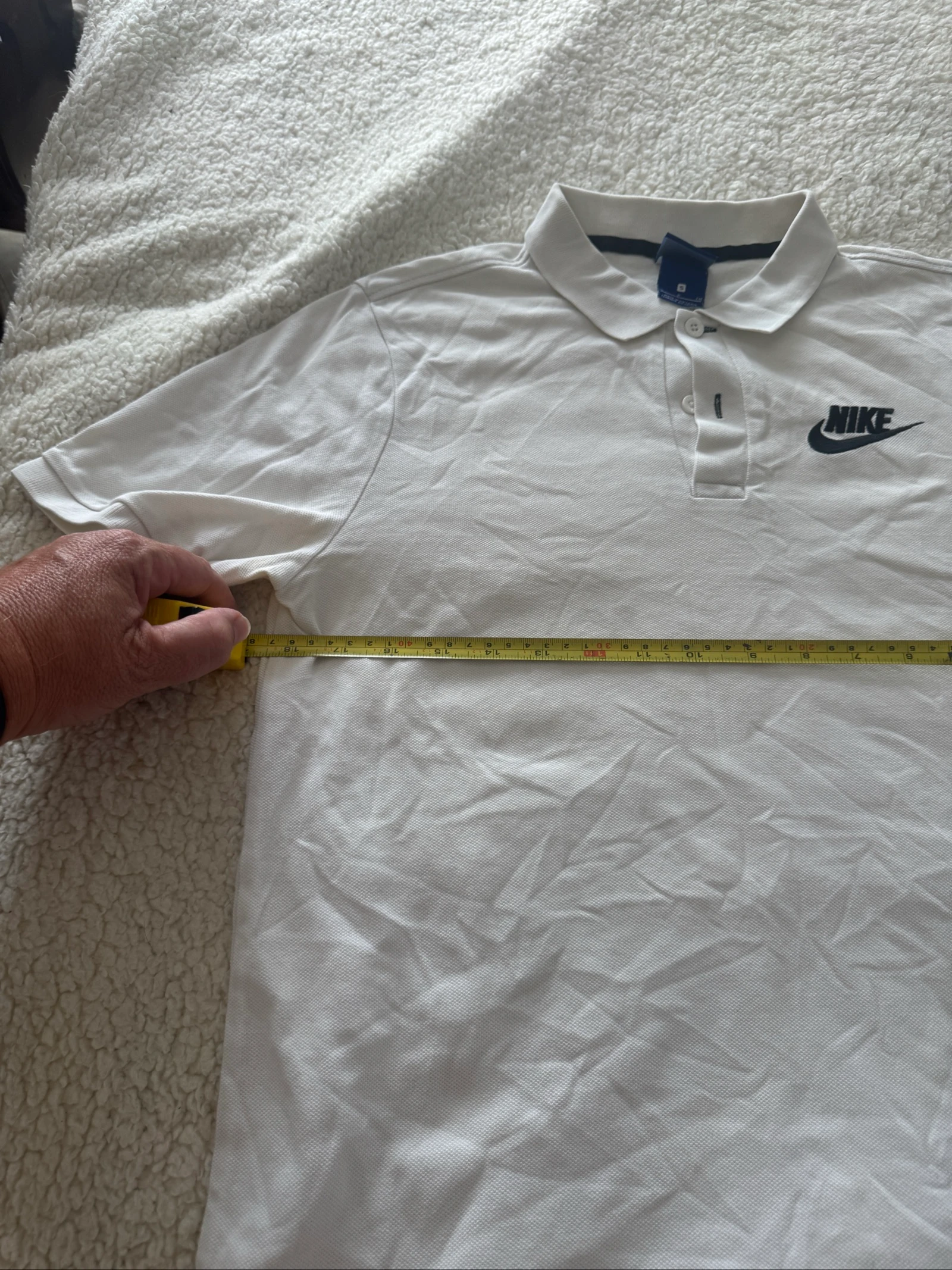 Camiseta Polo Nike com Logo Bordado Branco Tamanho S Vintage Casual Streetwear – photo 12